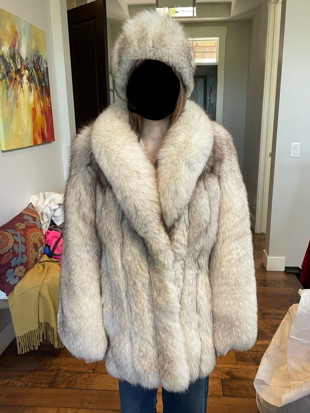Saga Furs Fox Fur Coat with Matching Hat - Picture 11 of 12